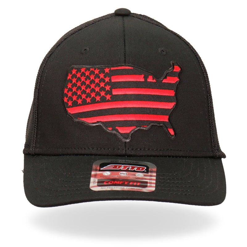 Hot Leathers GSH1036 Red Country Flag Trucker Hat