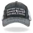 Hot Leathers Crooked Road Gray And White Trucker Hat GSH1042
