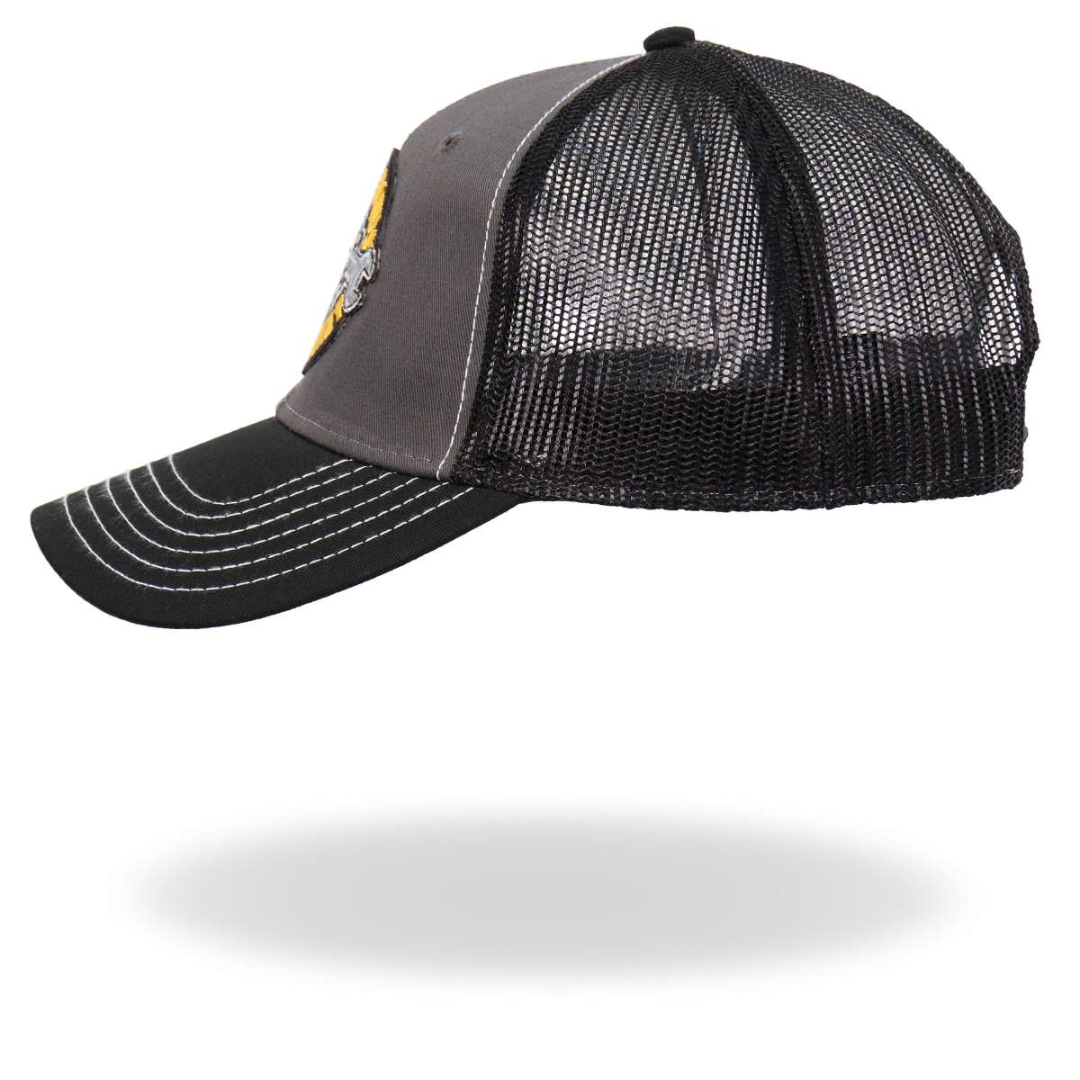 Hot Leathers Gray And Black Trucker Hat Dirty Hands GSH1043