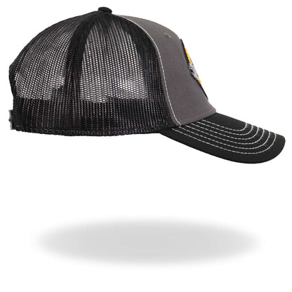 Hot Leathers Gray And Black Trucker Hat Dirty Hands GSH1043