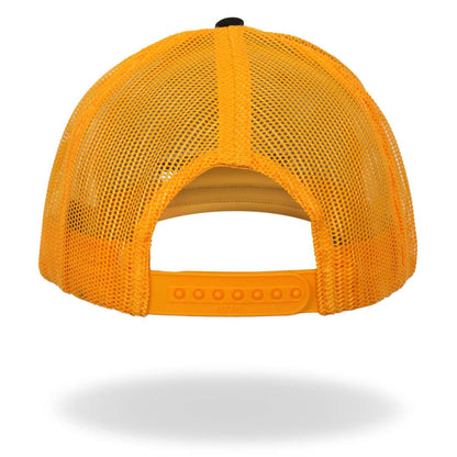 Hot Leathers Black And Yellow Trucker Hat Make Me Happy GSH1045