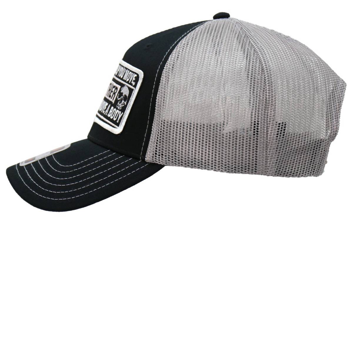 Hot Leathers Move A Body Black And Grey Trucker Hat  GHS1046