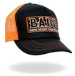 Hot Leathers Orange And Black B.A.D.D. Trucker Hat GSH1051