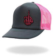 Hot Leathers Pink And Black Trucker Hat Skeleton Hand GSH1053