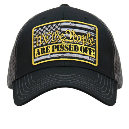 Hot Leathers We The People Black and Grey Trucker Hat GSH1056