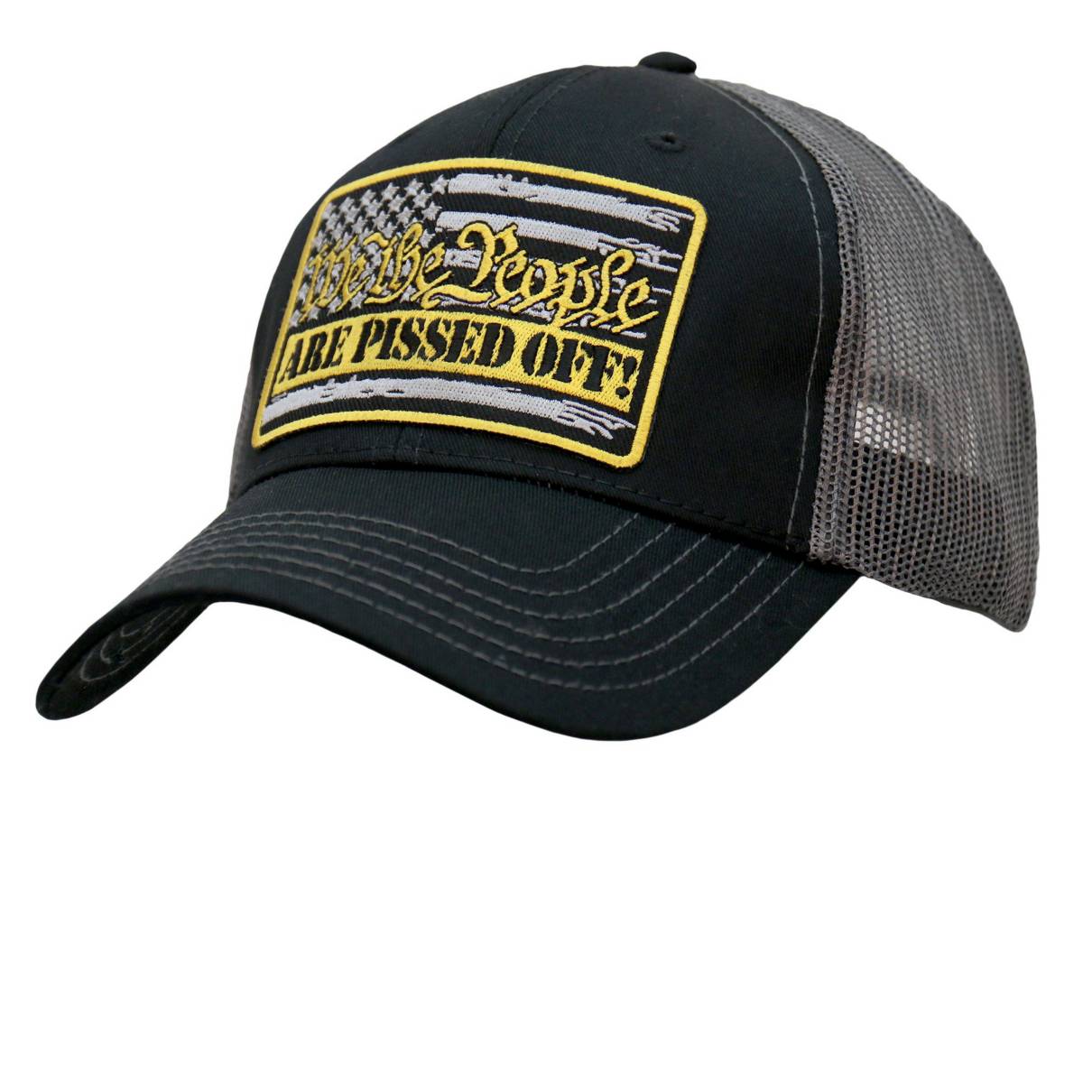 Hot Leathers We The People Black and Grey Trucker Hat GSH1056