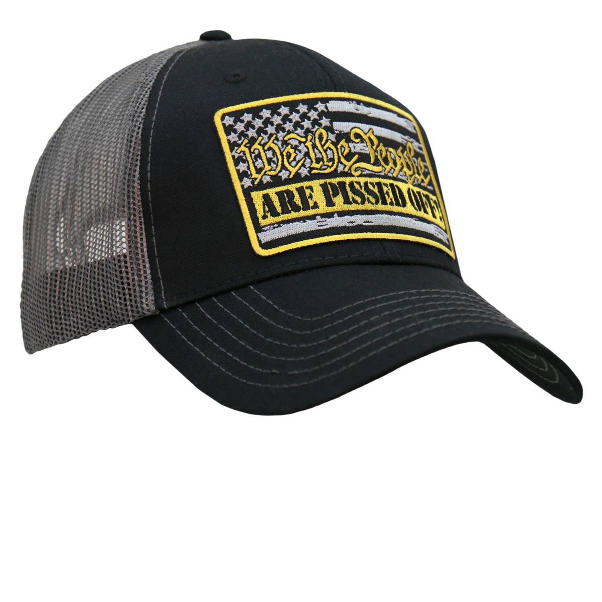 Hot Leathers We The People Black and Grey Trucker Hat GSH1056