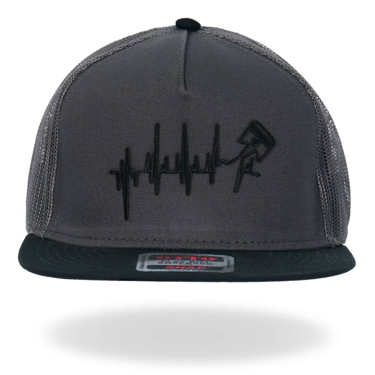 Hot Leathers Charcoal and Black EKG Piston Snapback Hat GSH2031