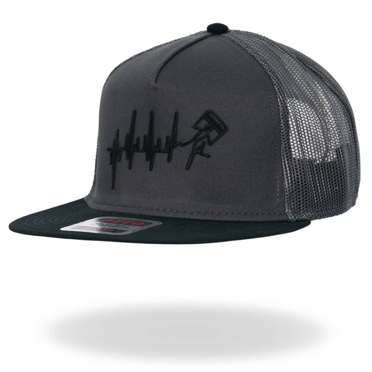 Hot Leathers Charcoal and Black EKG Piston Snapback Hat GSH2031