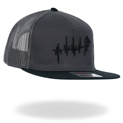 Hot Leathers Charcoal and Black EKG Piston Snapback Hat GSH2031