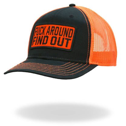 Hot Leathers F Around Find Out High Visibility Orange Trucker Hat GSH2047