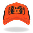 Hot Leathers Black and Orange Fuck Around Find Out Snapback Hat GHS2049