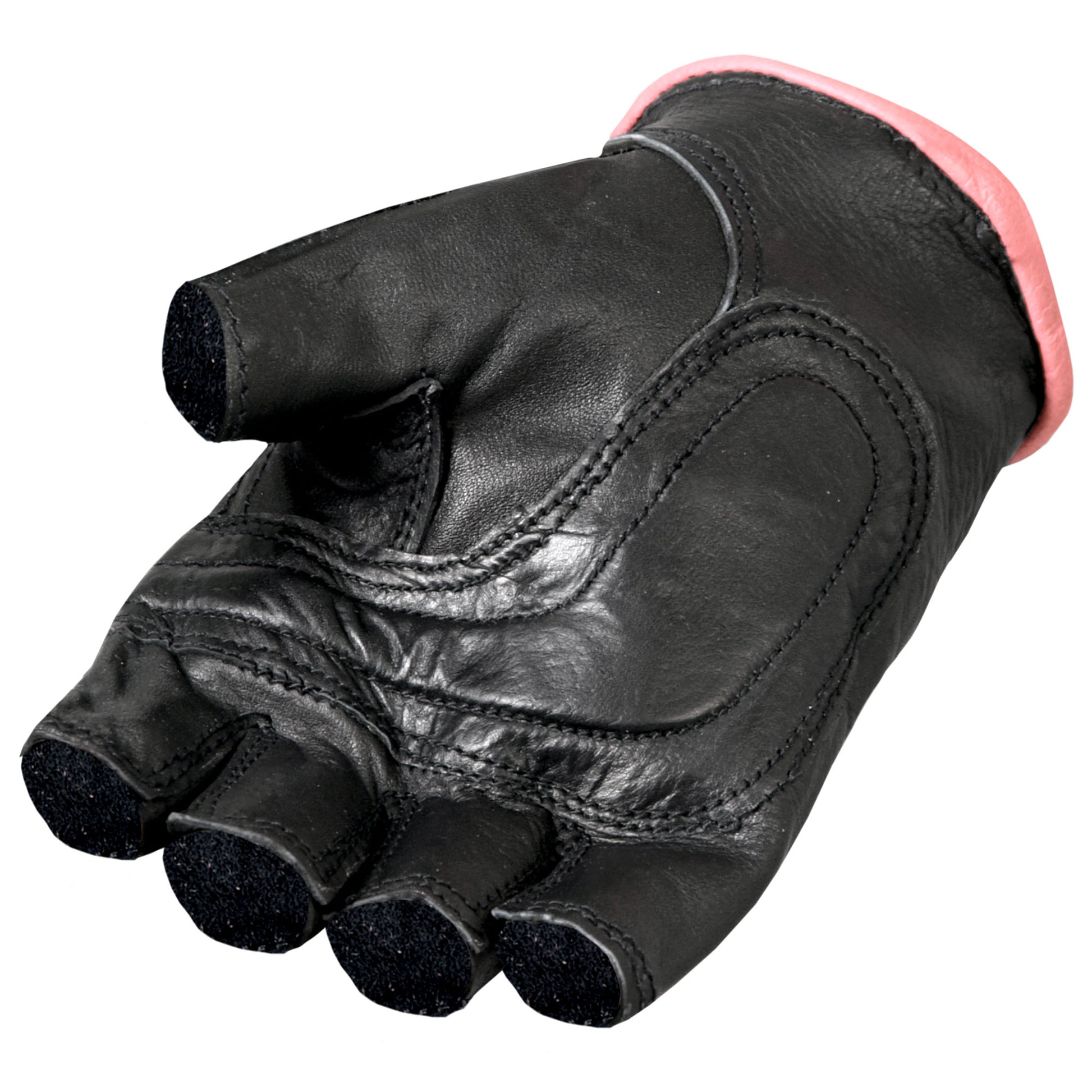 Hot Leathers GVL1006 Ladies Pink Piping Fingerless Gloves