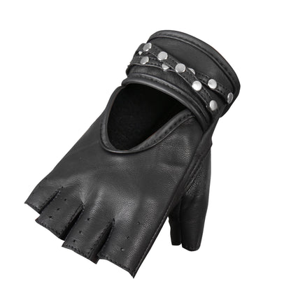 Hot Leathers GVL1010 Ladies Fingerless Gel Palm Gloves with Studs
