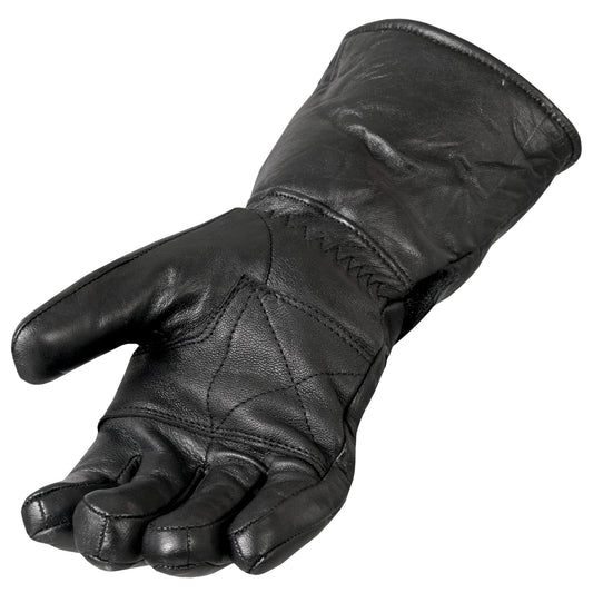 Hot Leathers GVM1001 Unisex Black Leather Gauntlet Glove with Quilted Lining