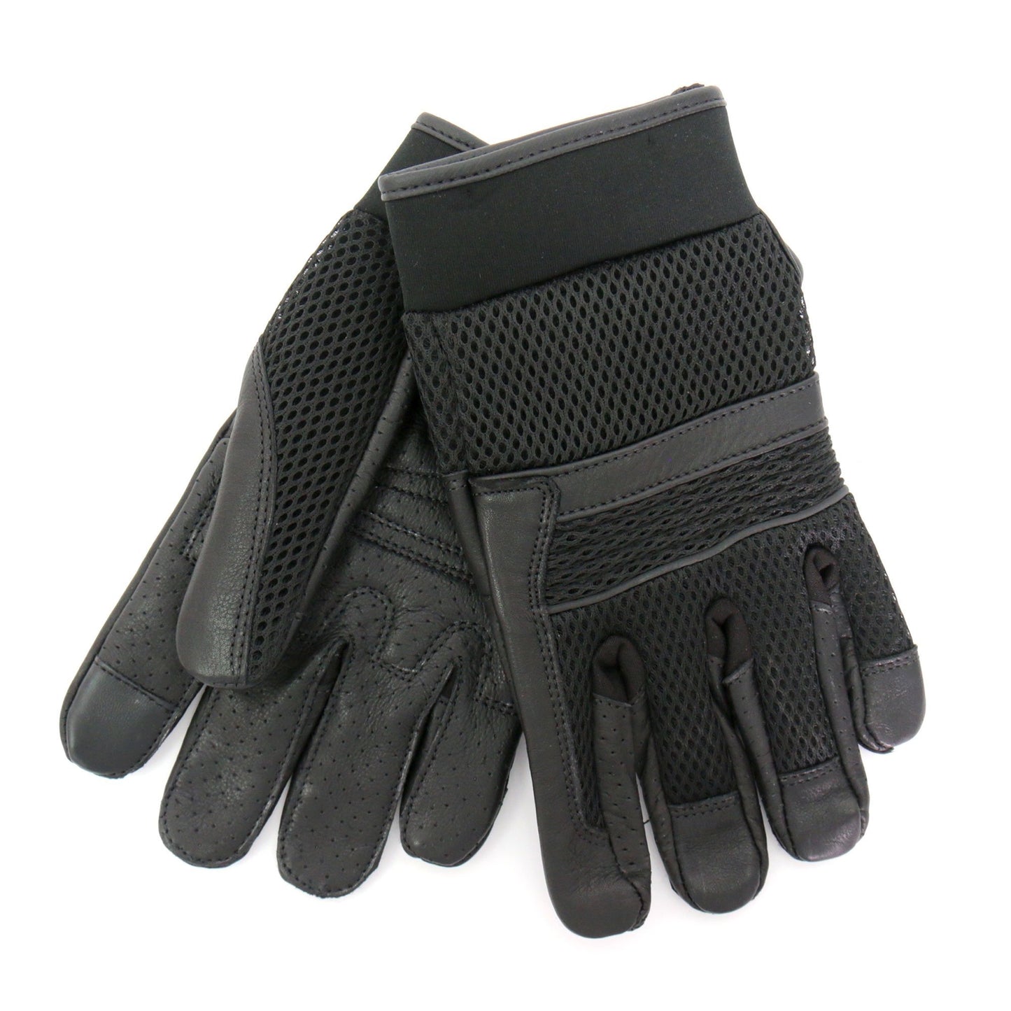 Hot Leathers GVM1027 Mens Mesh and Leather Gloves with Piping