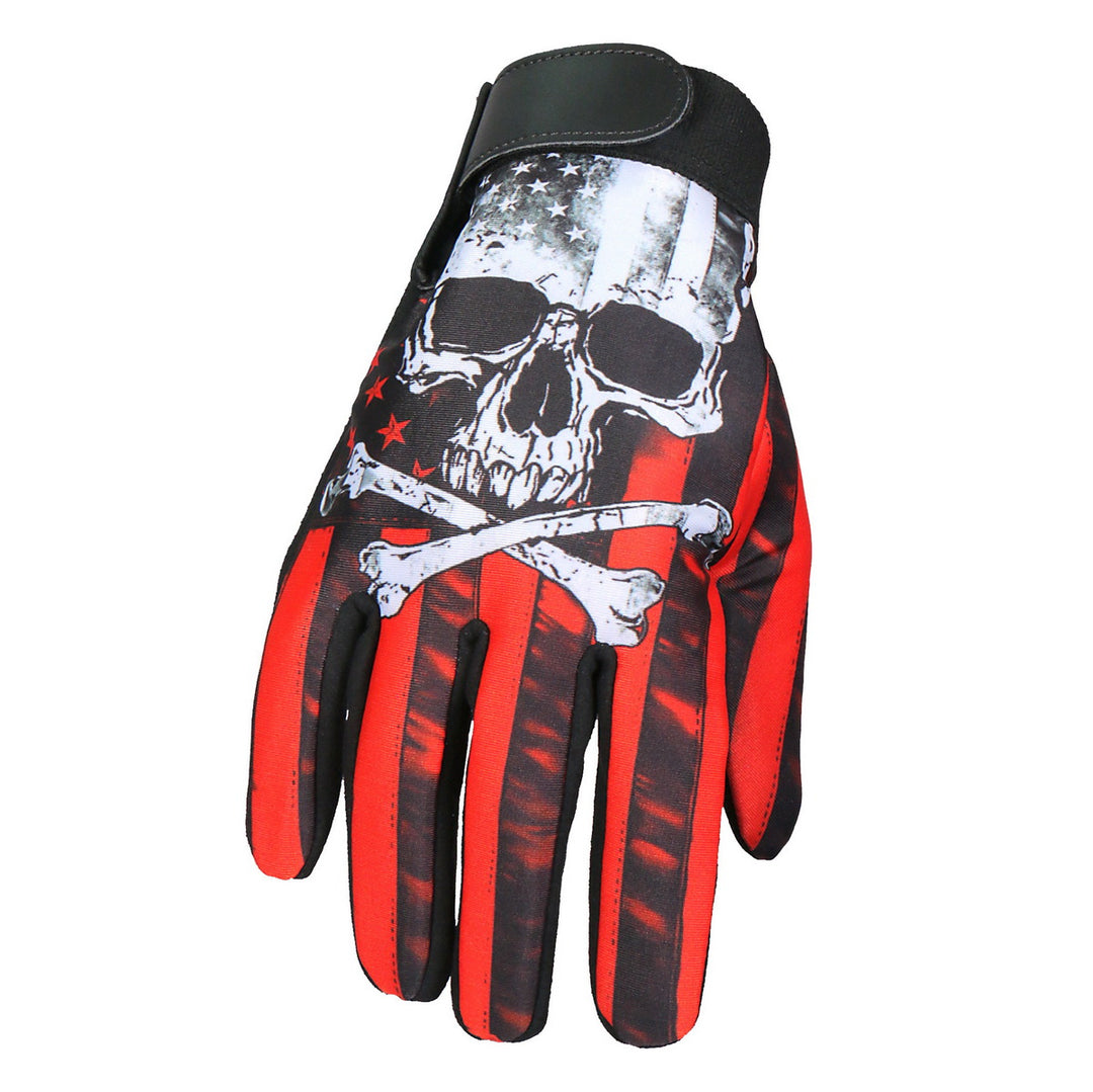 Hot Leathers Flag Skull Mechanics Glove