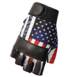 Hot Leathers GVM3008 Uni-Sex Black 'Heartbeat USA Flag' Fingerless Leather Gloves