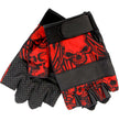 Hot Leathers GVM3010 Uni-Sex Black 'Red Skull' Fingerless Leather Gloves