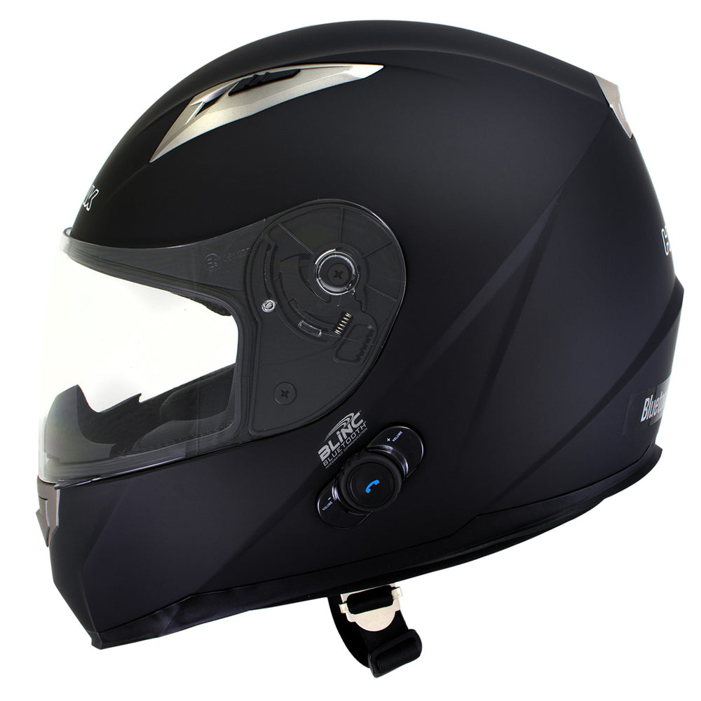 Milwaukee Helmets H500 Flat Black Chit-Chat Black Full Face Motorcycle Helmet with Wireless Communication