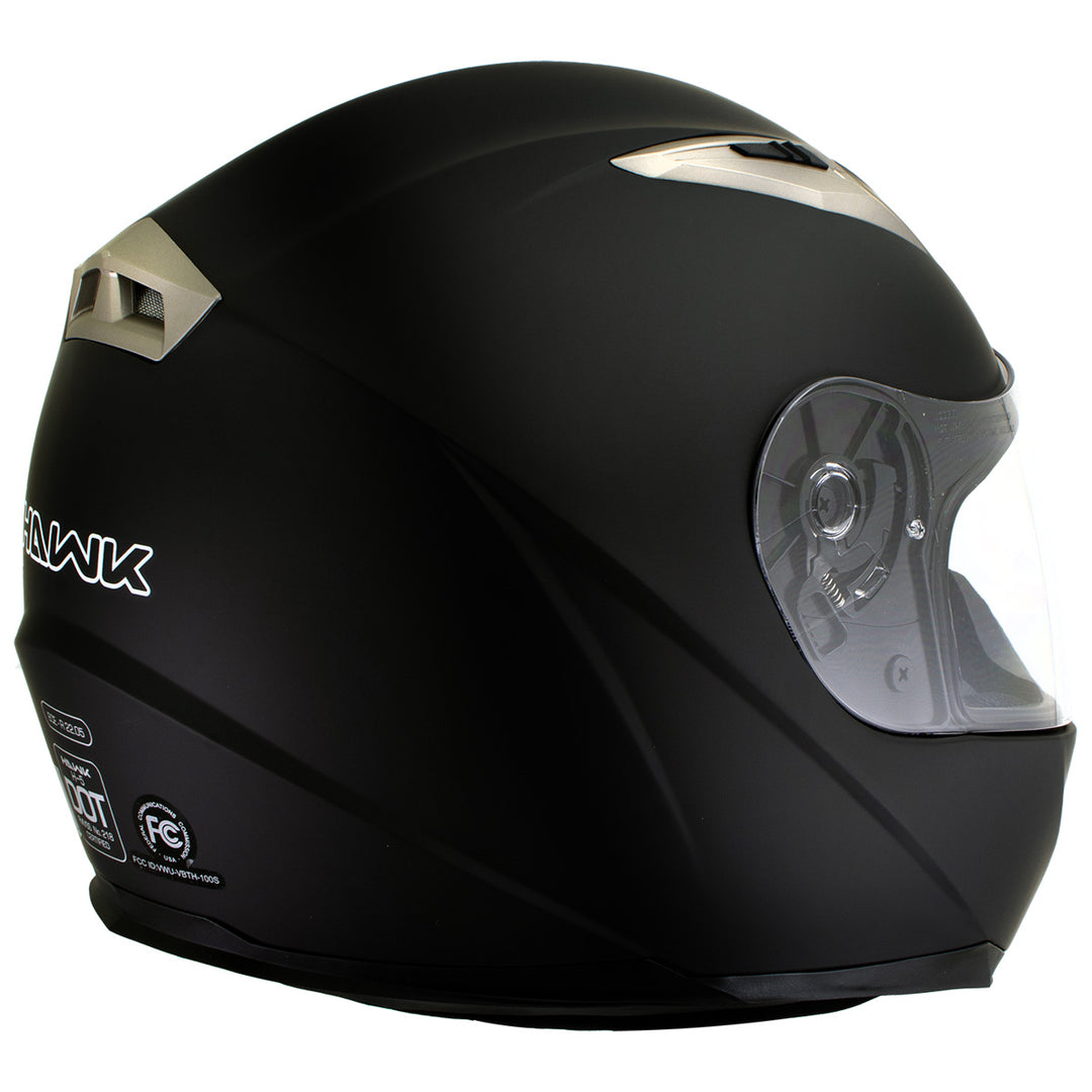 Milwaukee Helmets H500 Flat Black Chit-Chat Black Full Face Motorcycle Helmet with Wireless Communication