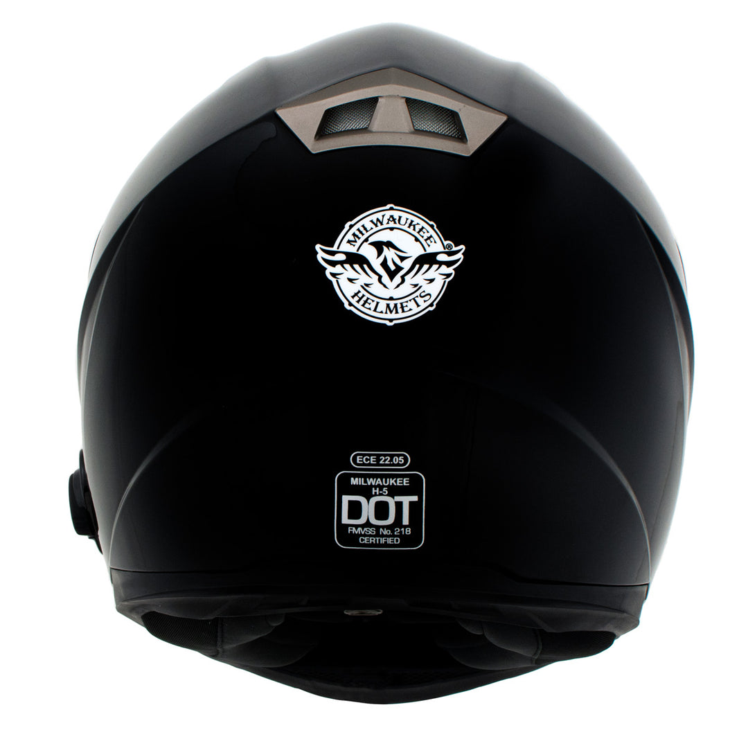 best matte black motorcycle helmet Milwaukee Helmets H510 Gloss Black Chit-Chat Full Face Wireless Motorcycle Helmet-Stream Music-Phone Calls