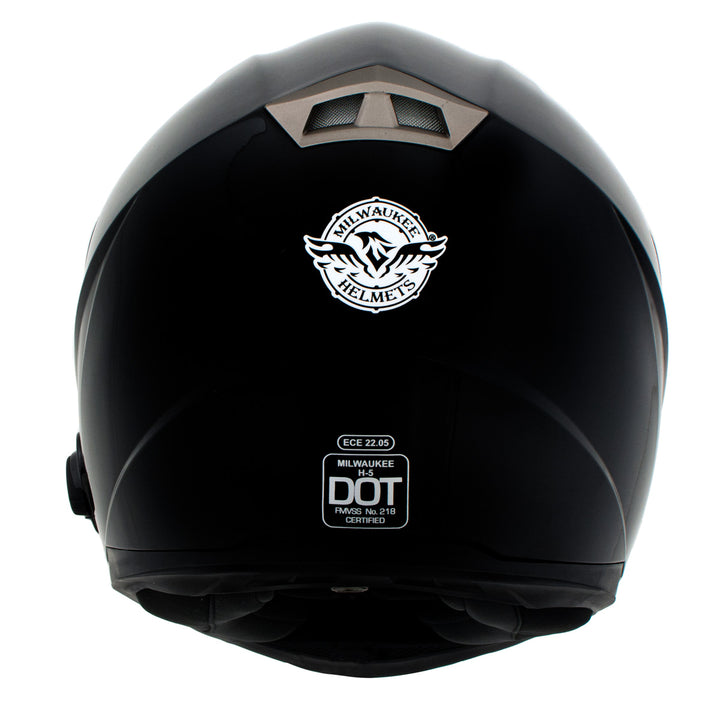 Milwaukee Helmets H510 Gloss Black Chit-Chat Full Face Wireless Motorcycle Helmet-Stream Music-Phone Calls