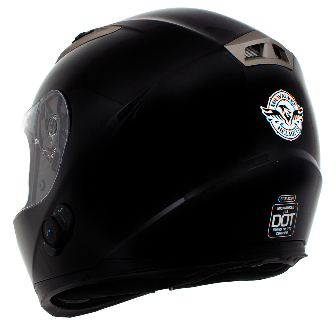Milwaukee Helmets H510 Gloss Black Chit-Chat Full Face Wireless Motorcycle Helmet-Stream Music-Phone Calls Milwaukee Helmets H510 Gloss Black Chit-Chat Full Face Wireless Motorcycle Helmet-Stream Music-Phone Calls
