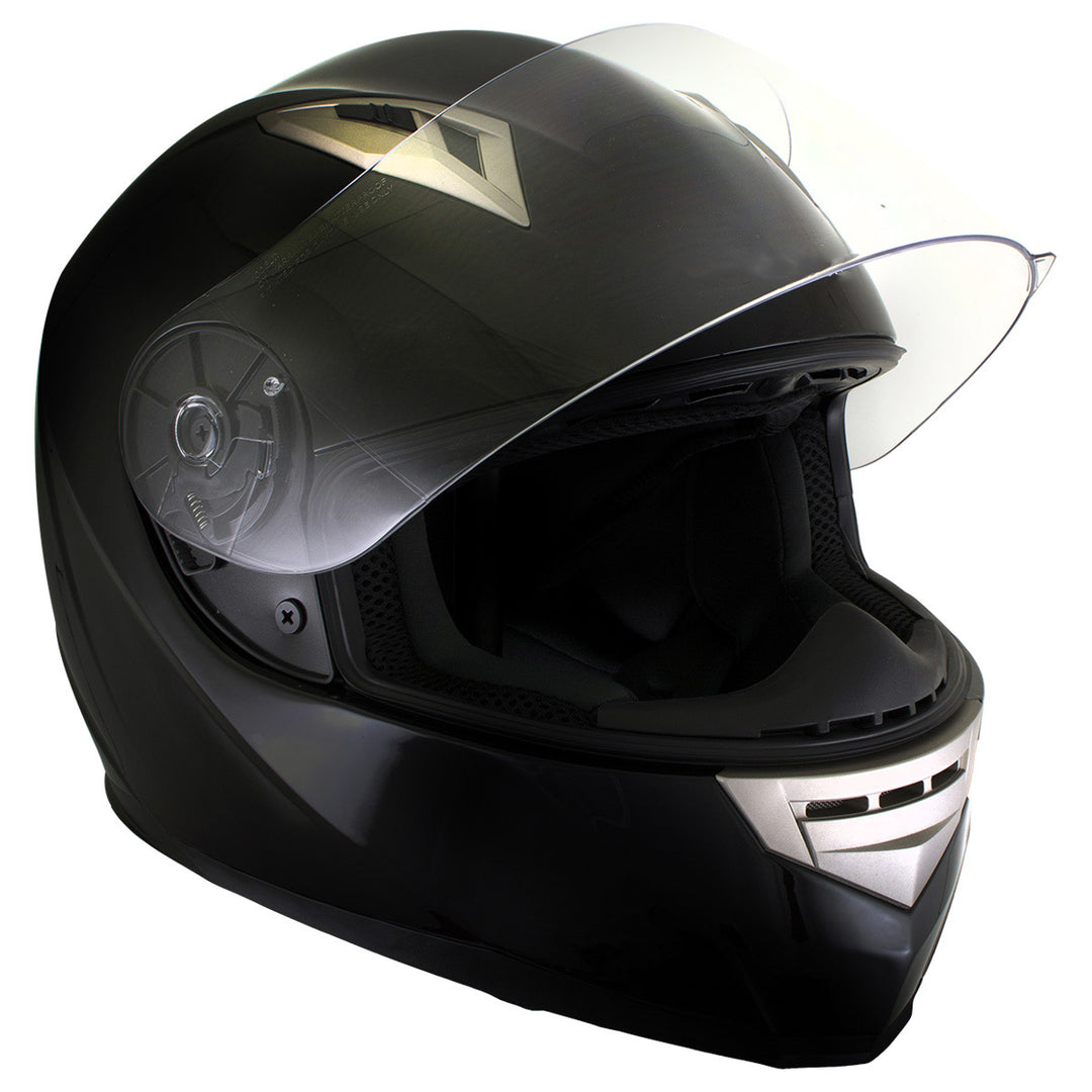 Milwaukee Helmets H510 Gloss Black Chit-Chat Full Face Wireless Motorcycle Helmet-Stream Music-Phone Calls