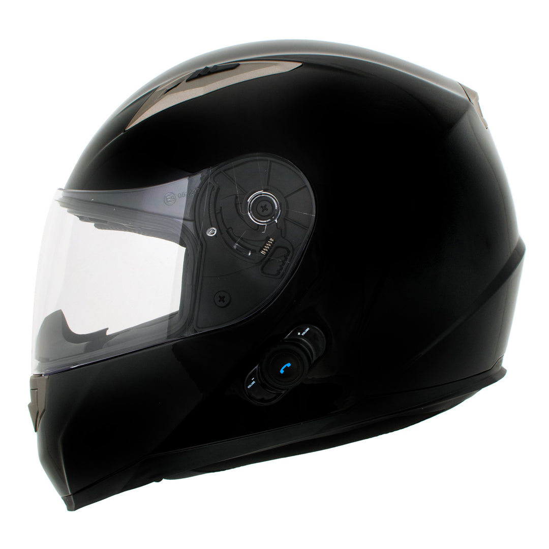 Milwaukee Helmets H510 Gloss Black Chit-Chat Full Face Wireless Motorcycle Helmet-Stream Music-Phone Calls