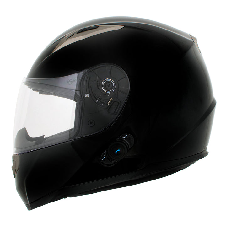 Milwaukee Helmets H510 Gloss Black Chit-Chat Full Face Wireless Motorcycle Helmet-Stream Music-Phone Calls