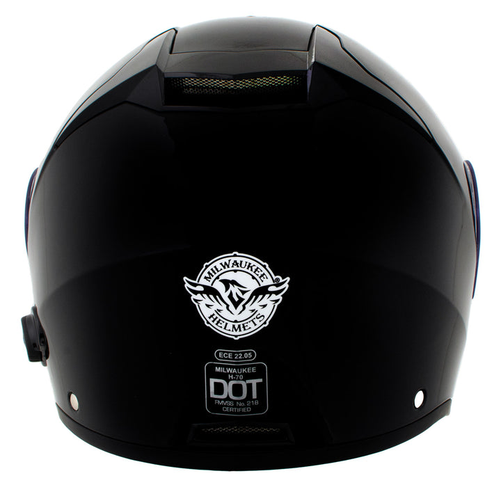 Milwaukee Helmets H7000 Glossy Black Mayday Modular Full Face Wireless Motorcycle Helmet-Stream Music-Phone Calls