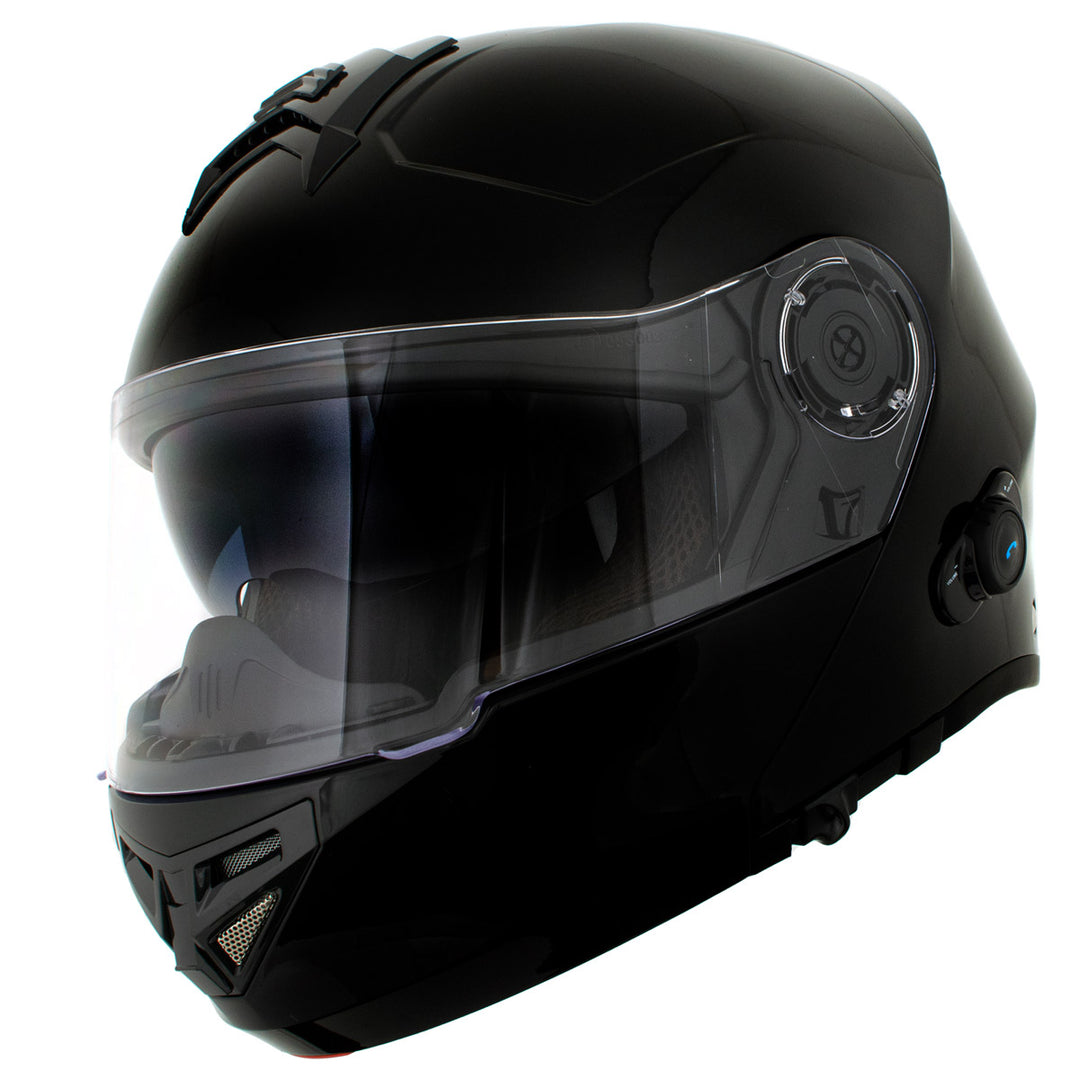 best full face motorcycle helmet 2022 Milwaukee Helmets H7000 Glossy Black Mayday Modular Full Face Wireless Motorcycle Helmet-Stream Music-Phone Calls