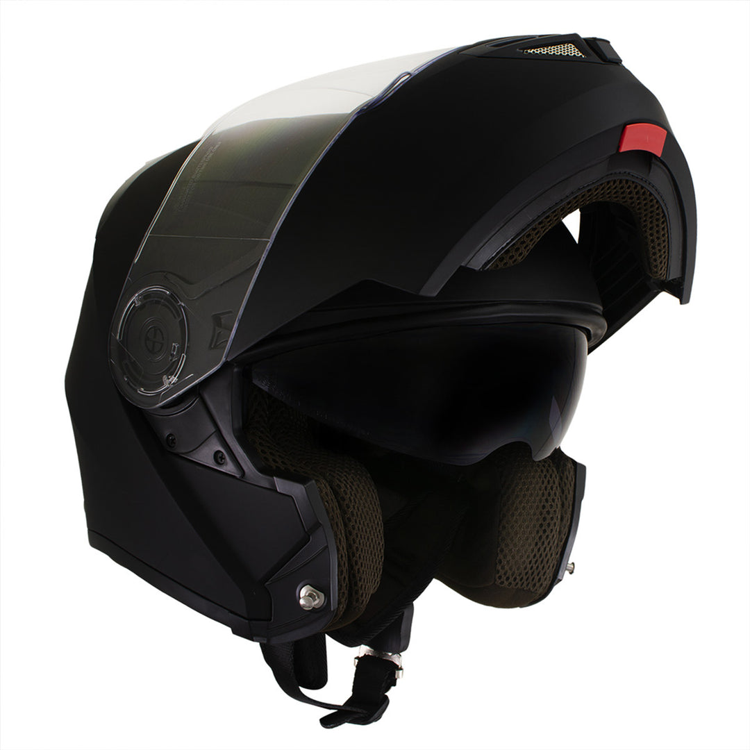 Milwaukee Helmets H7005 Flat Black Mayday Modular Full Face Wireless Motorcycle Helmet-Stream Music-Phone Calls