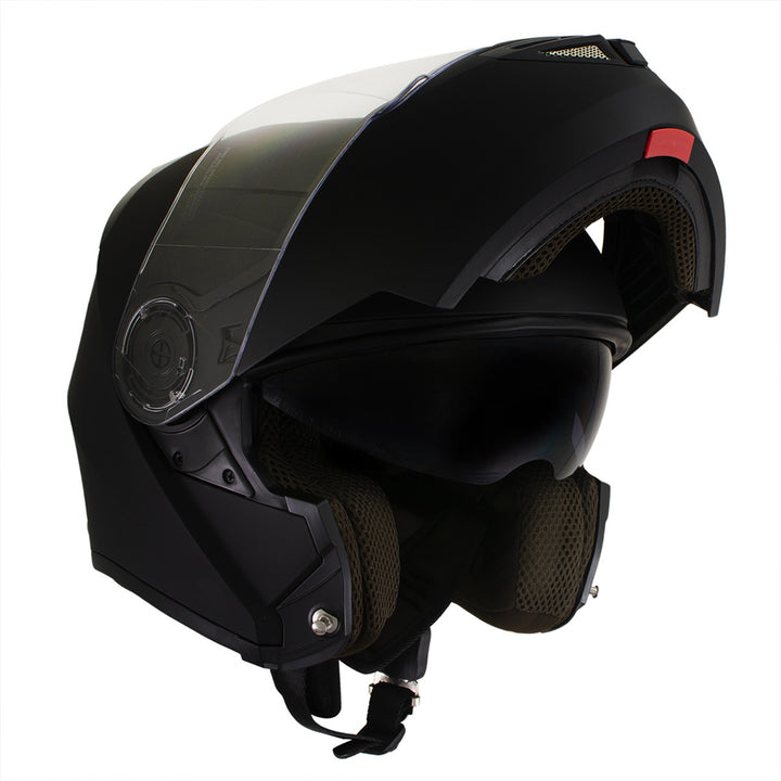 Milwaukee Helmets H7005 Flat Black Mayday Modular Full Face Wireless Motorcycle Helmet-Stream Music-Phone Calls