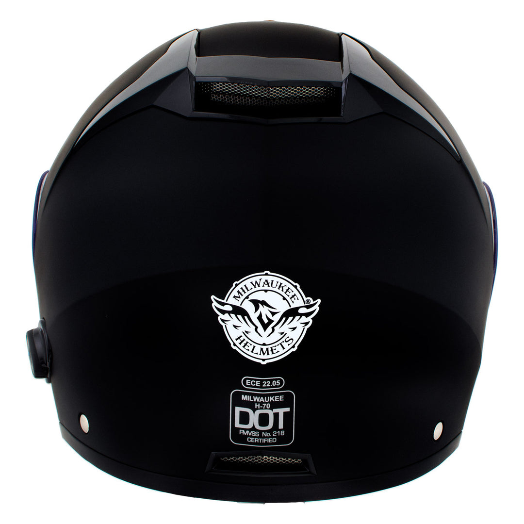 Milwaukee Helmets H7005 Flat Black Mayday Modular Full Face Wireless Motorcycle Helmet-Stream Music-Phone Calls
