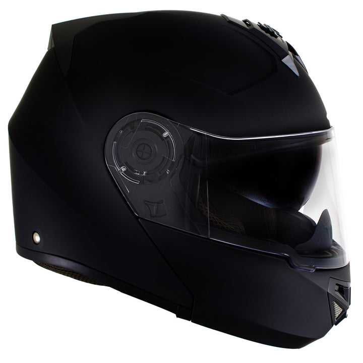 Milwaukee Helmets H7005 Flat Black Mayday Modular Full Face Wireless Motorcycle Helmet-Stream Music-Phone Calls