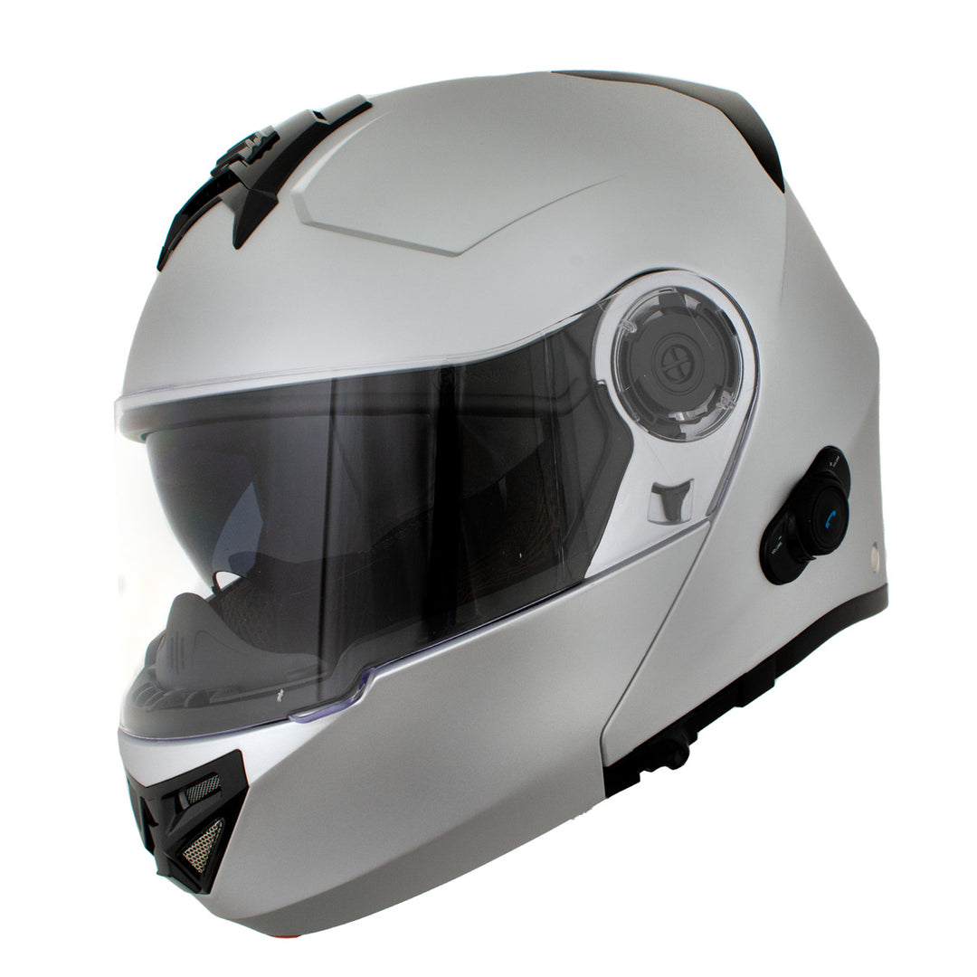 flat gray motorcycle helmet Milwaukee Helmets H7010 Flat Gray 'Mayday' Modular Motorcycle Helmet Flat Gray / Small