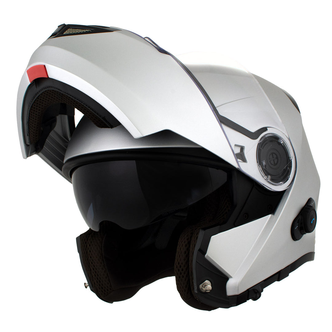Milwaukee Helmets H7010 Flat Gray Mayday Modular Full Face Wireless Motorcycle Helmet-Stream Music-Phone Calls