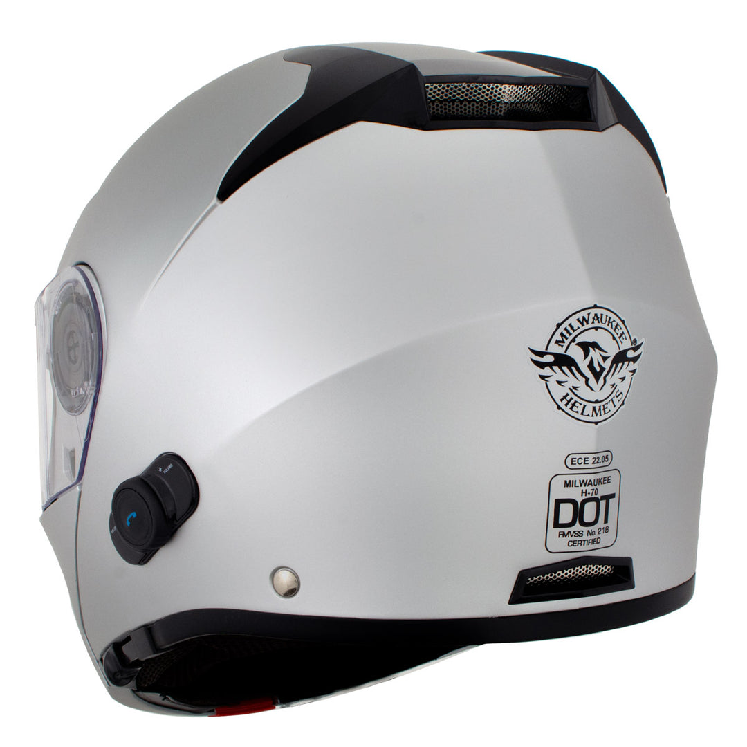 flat grey motorcycle helmet Milwaukee Helmets H7010 Flat Gray 'Mayday' Modular Motorcycle Helmet Flat Gray / Small