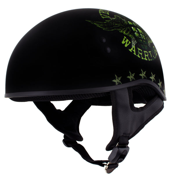 Hot Leathers HLD1025 Vet Biker Warrior Flat Black Motorcycle DOT Skull Cap Half – Milwaukee Motorcycle Clothing Co