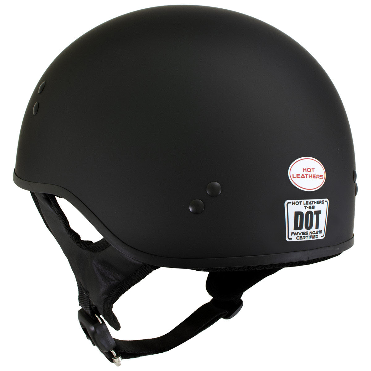 Hot Leathers HLT68 Flat Black The O.G. Flat Black Motorcycle DOT Skull Cap Half Helmet Biker Flat Black / X-Small