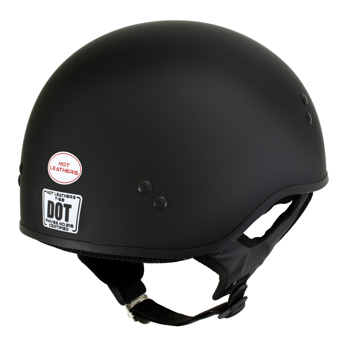 Hot Leathers HLT68 Flat Black The O.G. Flat Black Motorcycle DOT Skull Cap Half Helmet Biker Flat Black / X-Small