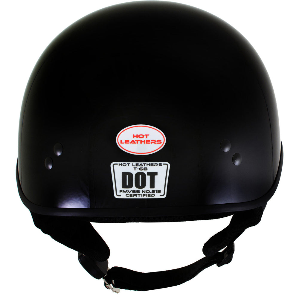Hot Leathers HLD1002 Gloss Black Motorcycle DOT Approved Skull Cap Half Half Helmet Biker