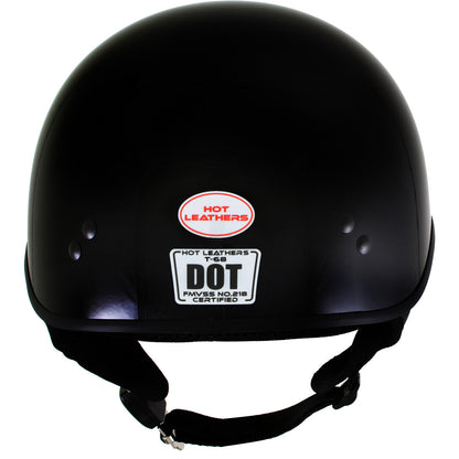 Hot Leathers HLT68 Gloss Black 'The O.G.' Advanced DOT Skull Cap Motorcycle Half Helmet for Men and Women Biker