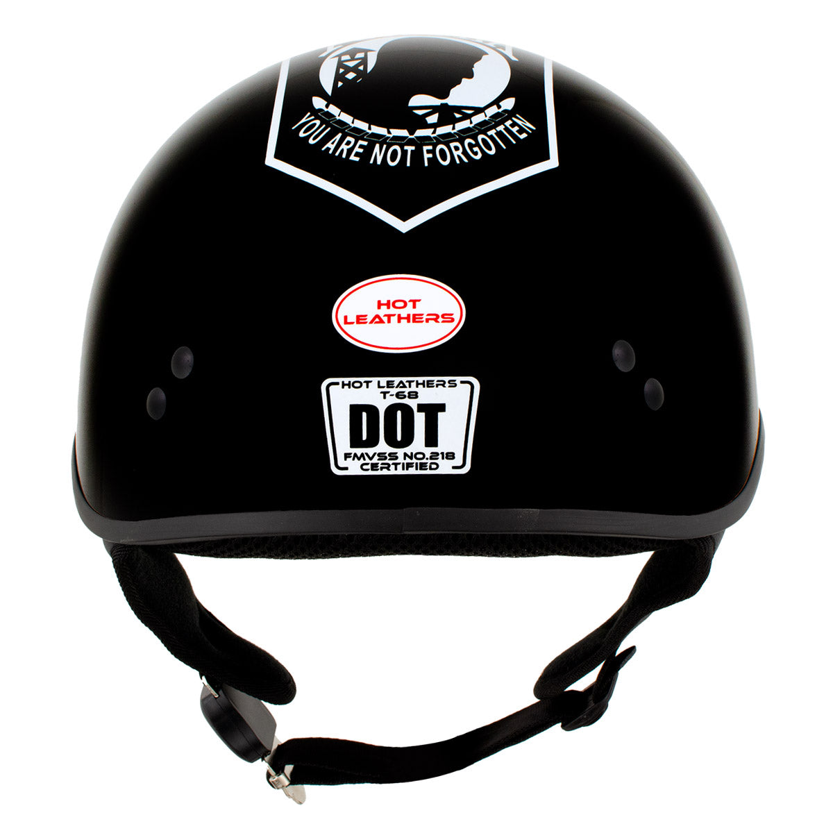 Hot Leathers HLD1004 POW Gloss Black Motorcycle DOT Approved Skull Cap Half Biker Helmet