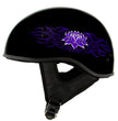 Hot Leathers HLD1005 Lady Lotus Gloss Black Motorcycle DOT Approved Skull Cap Half Helmet Biker