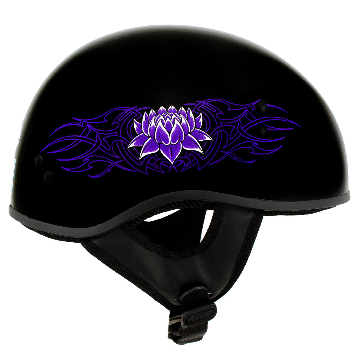 female motorcycle helmets las pinas Hot Leathers HLD1005 Lady Lotus Gloss Black Motorcycle DOT Approved Skull Cap Half Helmet for Men and Women Biker