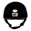 Hot Leathers HLD1005 Lady Lotus Gloss Black Motorcycle DOT Approved Skull Cap Half Helmet Biker