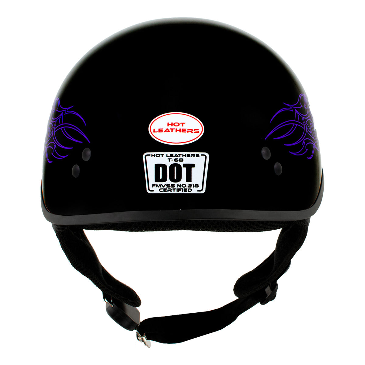 dot certified female motorcycle helmets Hot Leathers HLD1005 Lady Lotus Gloss Black Motorcycle DOT Approved Skull Cap Half Helmet for Men and Women Biker